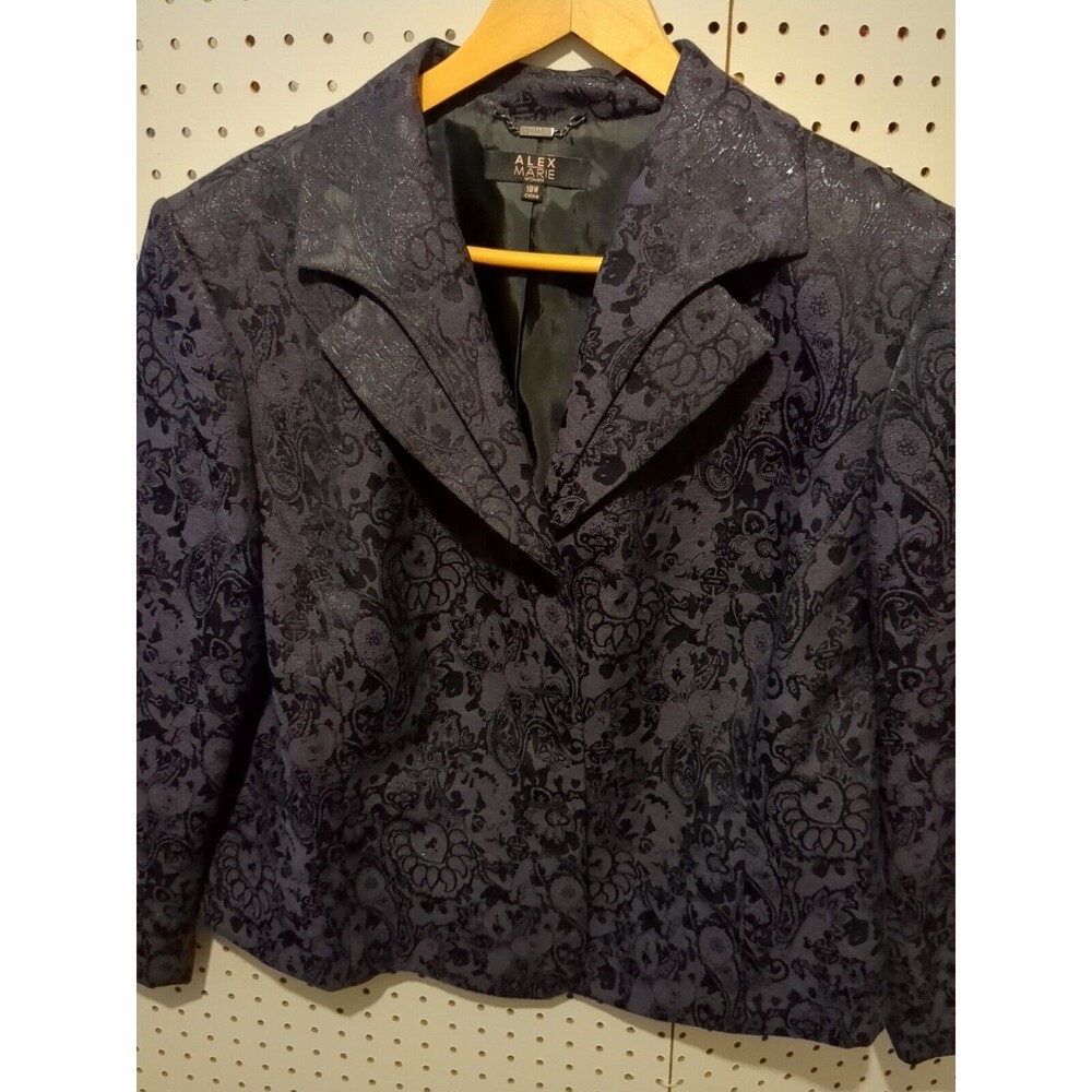 Alex Marie Purple Black Rose Dress Jacket Coat 18W Women